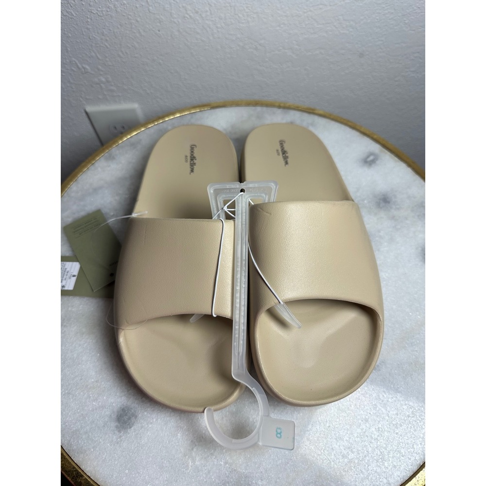 Goodfellow‎ & Co Mens Slide Sandals Beige Tan Slip On Comfort Shoes Size 8 NEW